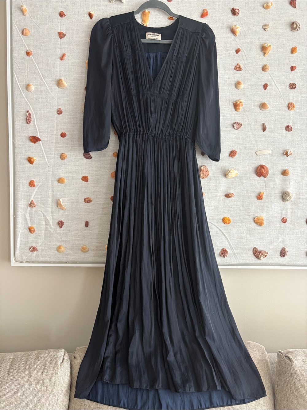 ZADIG & VOLTAIRE Ryoko Satin Midi Dress In Encre - Picture 1 of 9